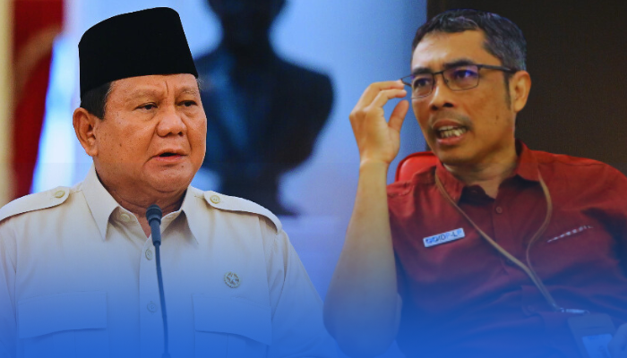 Presiden Prabowo dan Peneliti kebijakan publik IDP-LP, Riko Noviantoro.